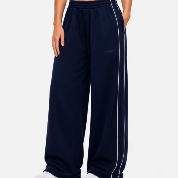Stripe Wide Leg Joggers - Navy