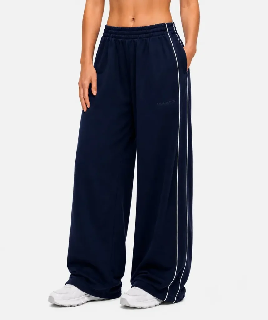 Stripe Wide Leg Joggers - Navy